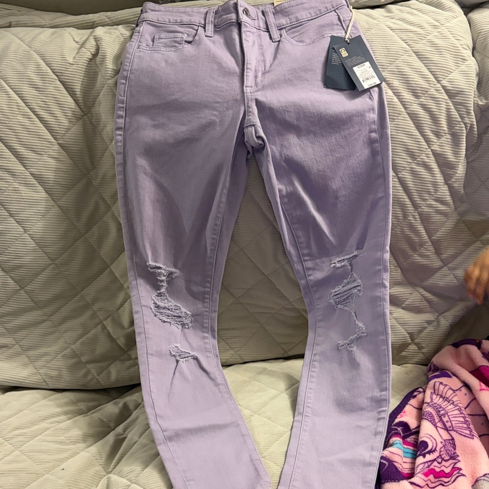 Universal Thread Lavender Skinny Jeans with Knee Distress